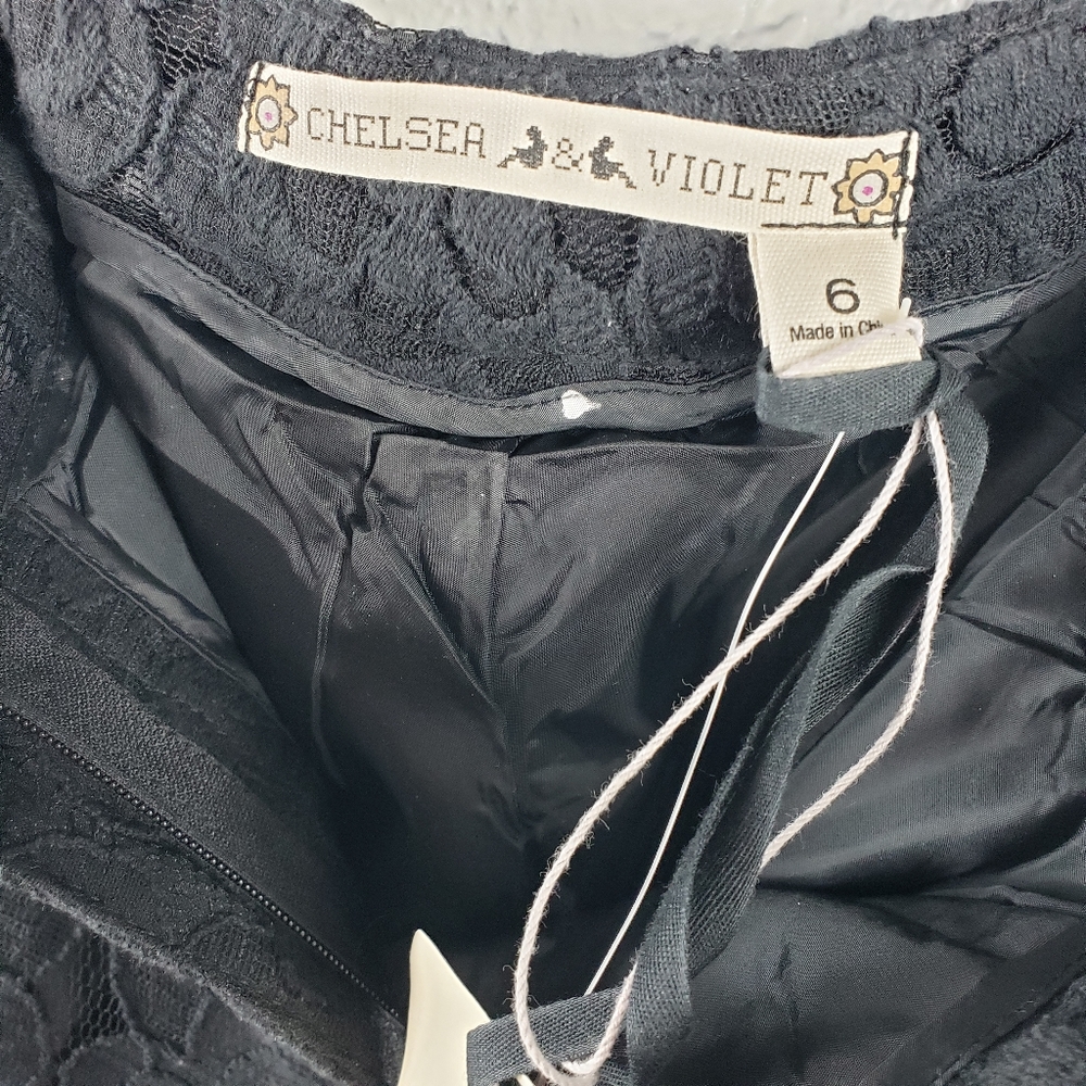 CHELSEA & VIOLET Floral Lace Print Black Pants NWT - Picture 8 of 8
